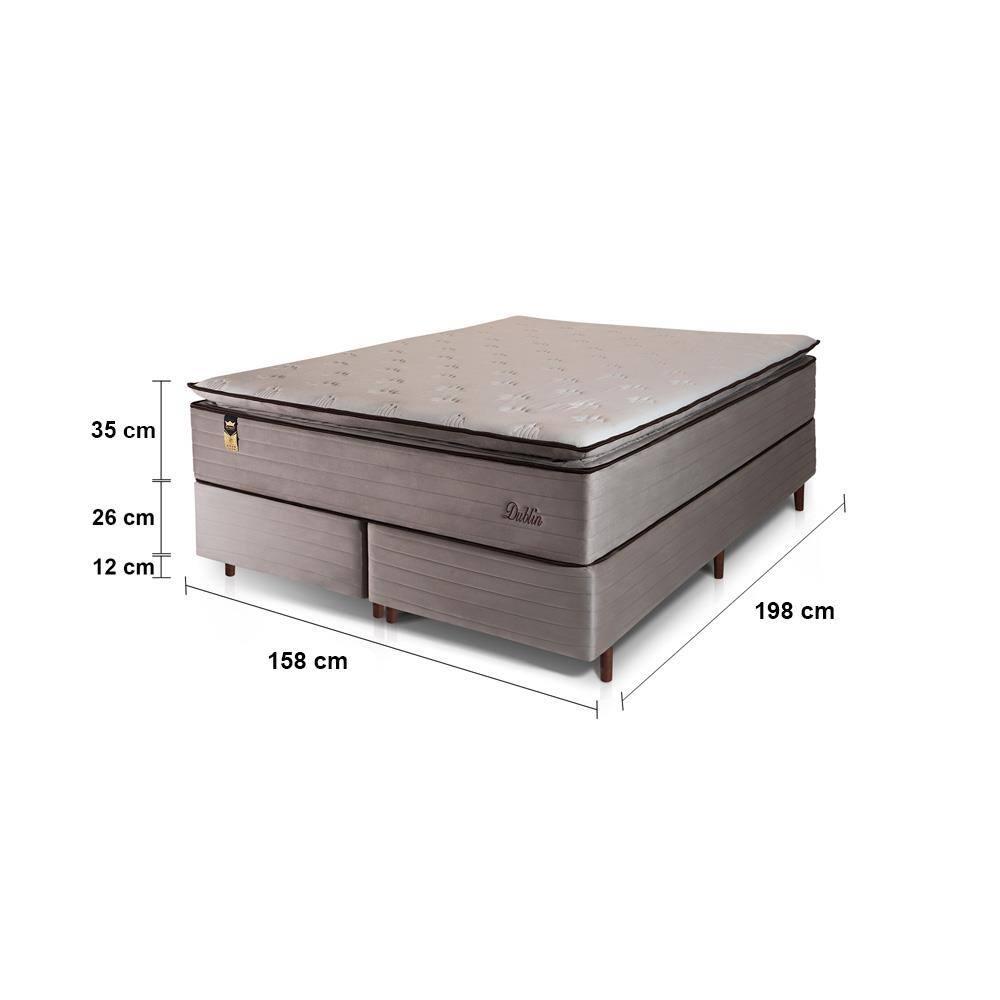 Cama Box Bipartida Queen Size Hellen Dublin com Molas Ensacadas e Espuma D33 73x158x198 cm - Bege - 4