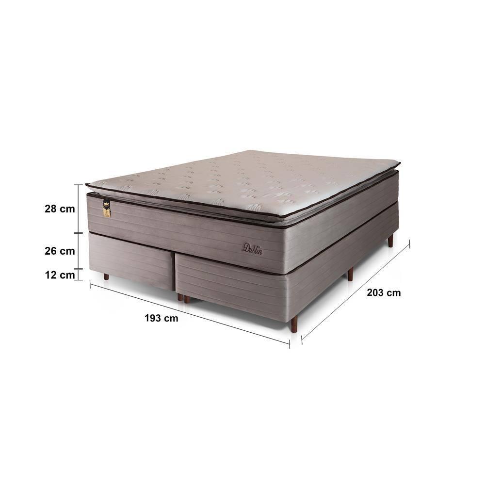 Cama Box Bipartida King Size Hellen Dublin Linho com Molas Ensacadas e Espuma D26 66x193x203 cm - Bege - 4