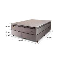 Cama Box Bipartida King Size Hellen Dublin Linho com Molas Ensacadas e Espuma D26 66x193x203 cm - Bege - 4