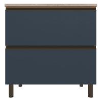 Balcão Bartira Cristal em MDP com 2 Gavetões, 80cm de largura - Lâmina de Mel/Azul Royal - 2