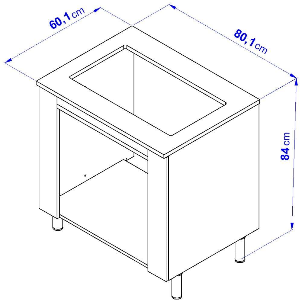 Balcão Bartira Cristal em MDP para Forno e Cooktop 5 Bocas, 80cm de largura - Lâmina de Mel/Azul Royal - 3