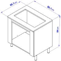 Balcão Bartira Cristal em MDP para Forno e Cooktop 5 Bocas, 80cm de largura - Lâmina de Mel/Azul Royal - 3