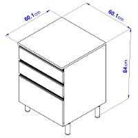 Balcão Bartira Cristal em MDP com 2 Gavetas, 1 Gavetão, 60cm de largura - Lâmina Mel/Azul Royal - 4