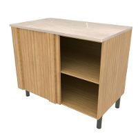 Balcão Bartira Cristal em MDP de Canto com 1 Porta e 1 Prateleira, 101 cm de largura - Lâmina de Mel/Azul Royal - 2