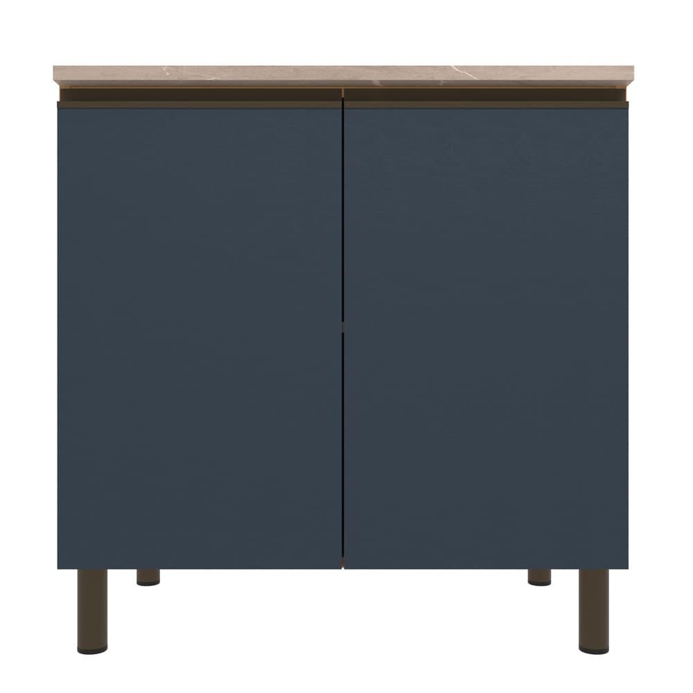 Balcão Bartira Cristal em MDP com 2 Portas e 1 Prateleira, 80,1 cm de largura - Lâmina de Mel/Azul Royal - 3