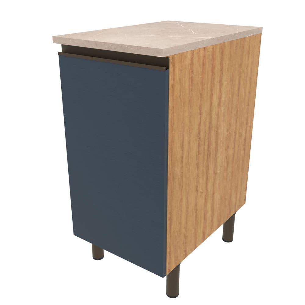 Balcão Bartira Cristal em MDP com 1 Porta, 40cm de Largura - Lâmina de Mel/Azul Royal - 1