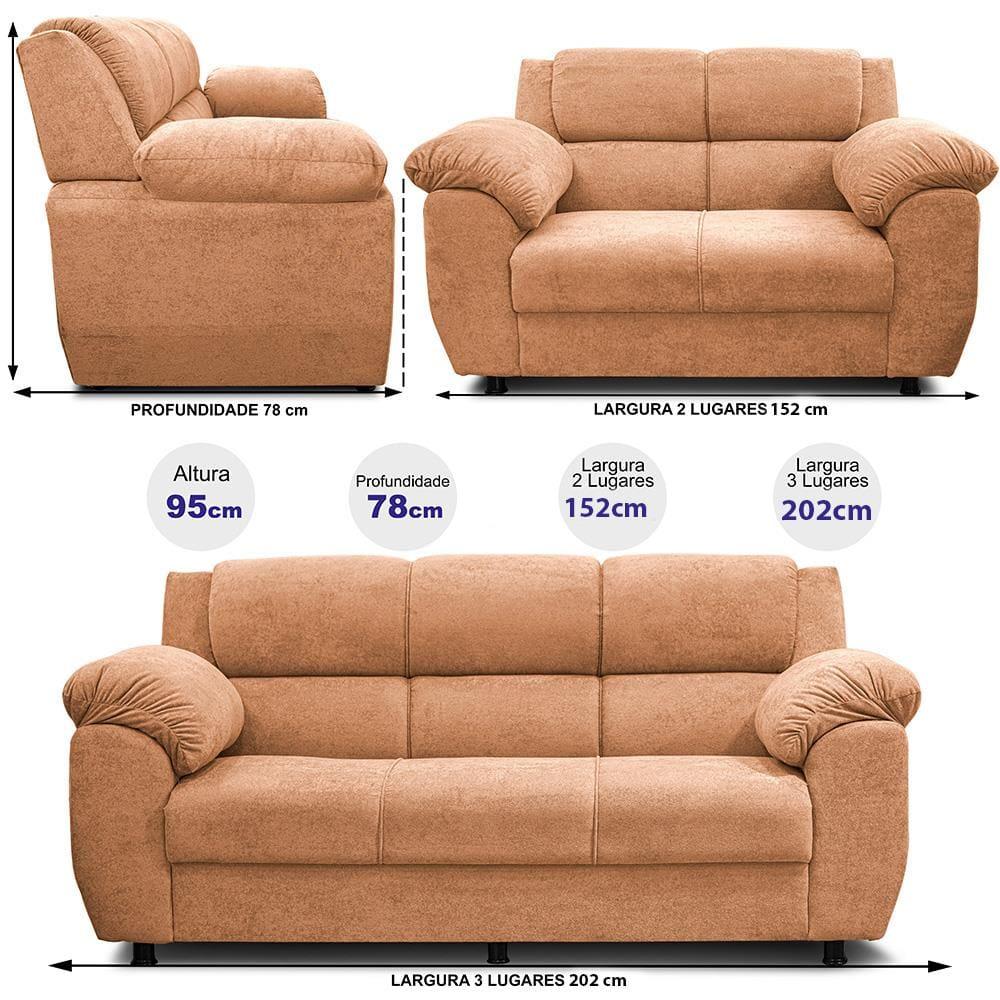 Sofá de 3 e 2 Lugares Cama inBox Paris com 202cm e 152cm de Larguras e Revestidos em Bouclé - 7