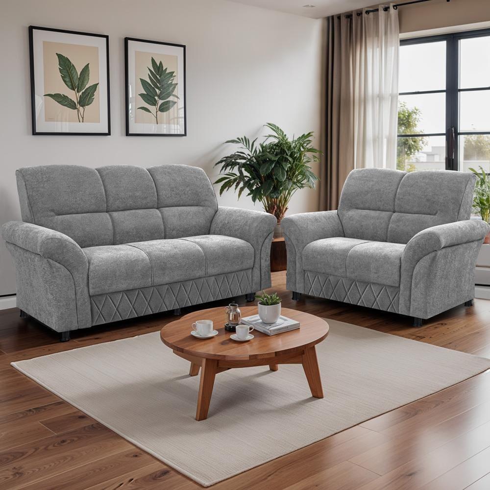 Sofá de 3 e 2 Lugares Cama inBox Mourato com 187cm e 140cm de Larguras e Revestidos em Bouclé - 1