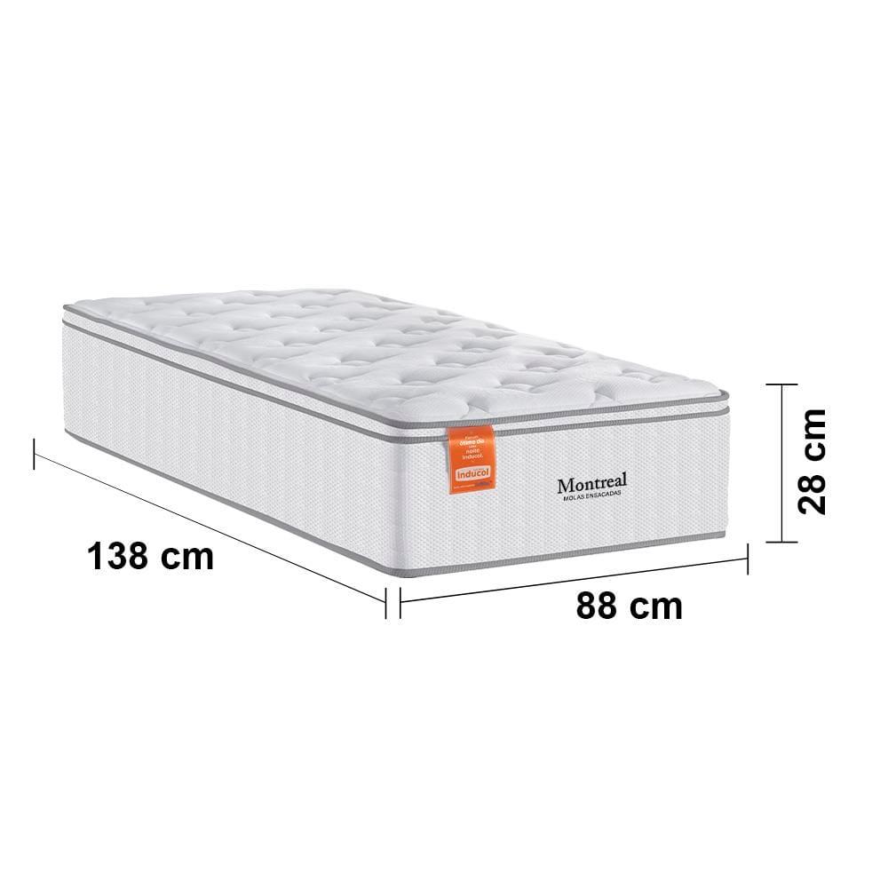 Colchão de Solteiro Inducol Montreal com Europillow e Revestimento em Tecido Malha 28x88x138cm - Branco - 3