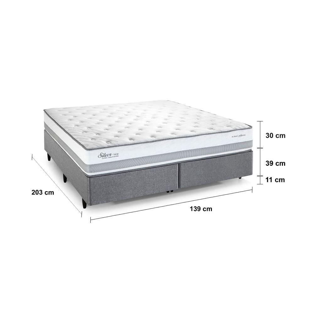 Cama Box King Size Herval Silver com Pillow Top e Molas Ensacadas 69x193x203cm - Cinza - 5