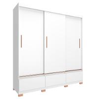 Guarda-Roupa Bartira Monza com 3 Portas de Correr e 3 Gavetas + Cômoda Versatti com 5 Gavetas + Cabeceira para Cama Box Casal Versatti com Tomada - 2