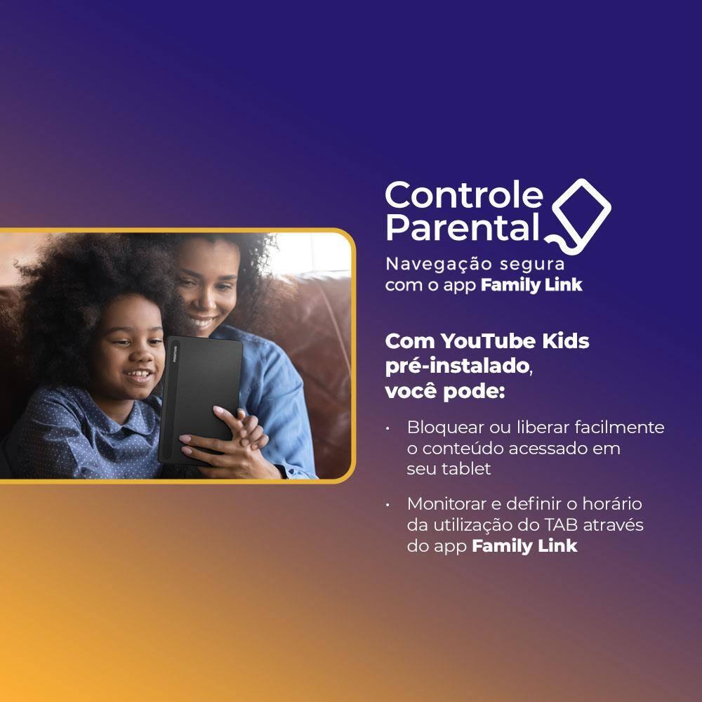 Tablet Positivo Vision TAB 7 com Tela de 7”, 64GB, 3GB RAM, Processador Octa Core e Android 14 Go - Preto - 8