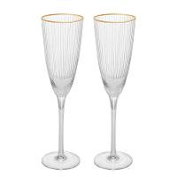 Conjunto de Taças para Champanhe Wolff com Borda Dourada Lines 300 ml em Vidro – 2 Peças - 1