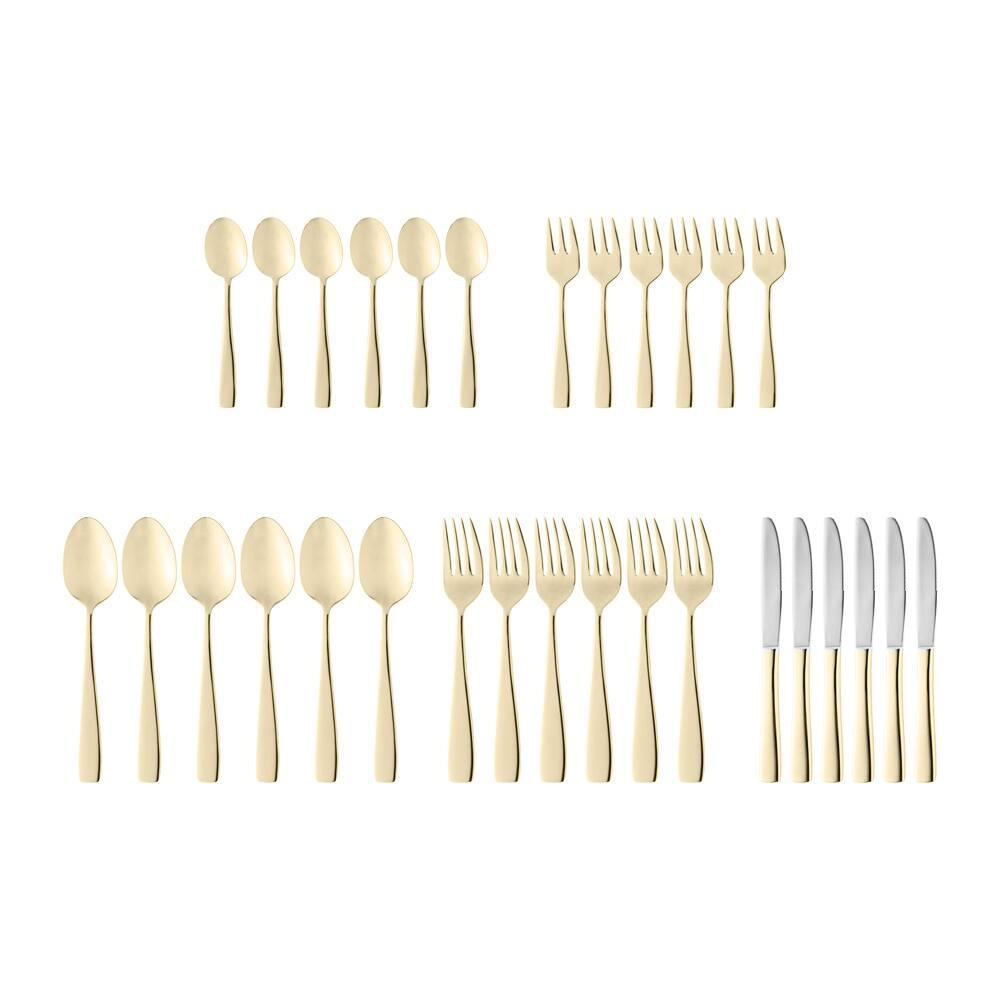 Faqueiro Wolff Pisa em Aço Inox Dourado - 30 Peças - 1