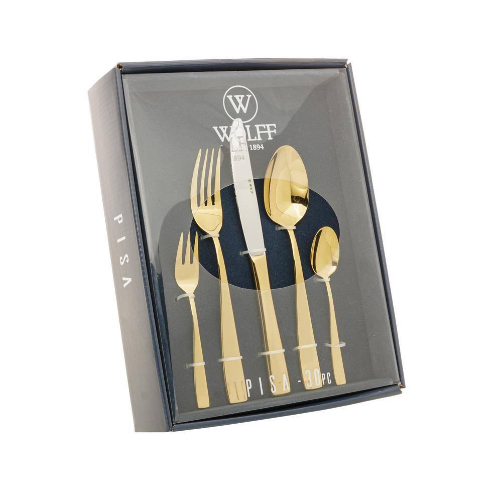 Faqueiro Wolff Pisa em Aço Inox Dourado - 30 Peças - 9
