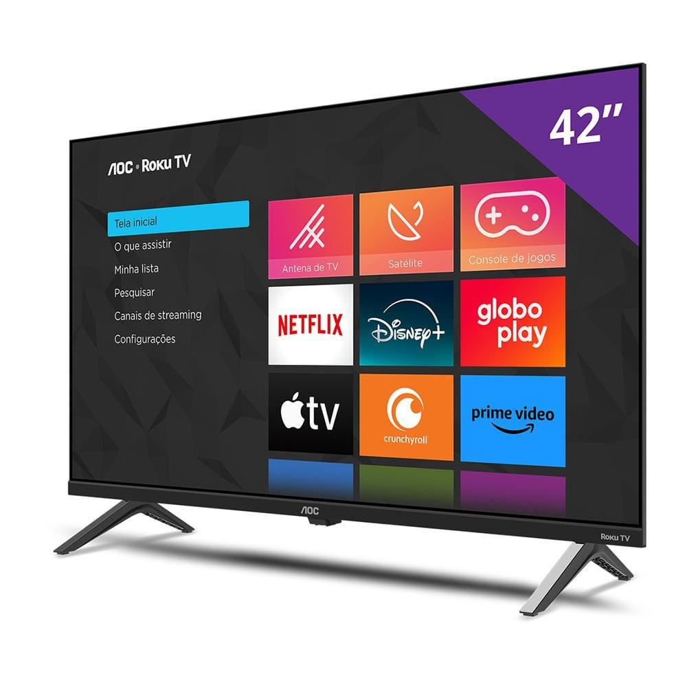Smart TV 42" AOC Full HD DLED 42S5045/78G com Processador Quad Core, Sistema Operacional Roku, HDMI e USB - 4