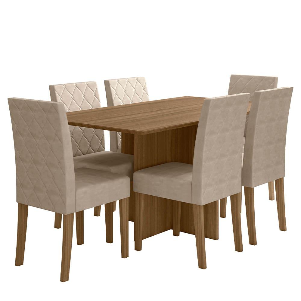 Mesa de Jantar Retangular Poliman Helo com 6 Cadeiras Revestidas em Suede - 160 cm de Largura - 2