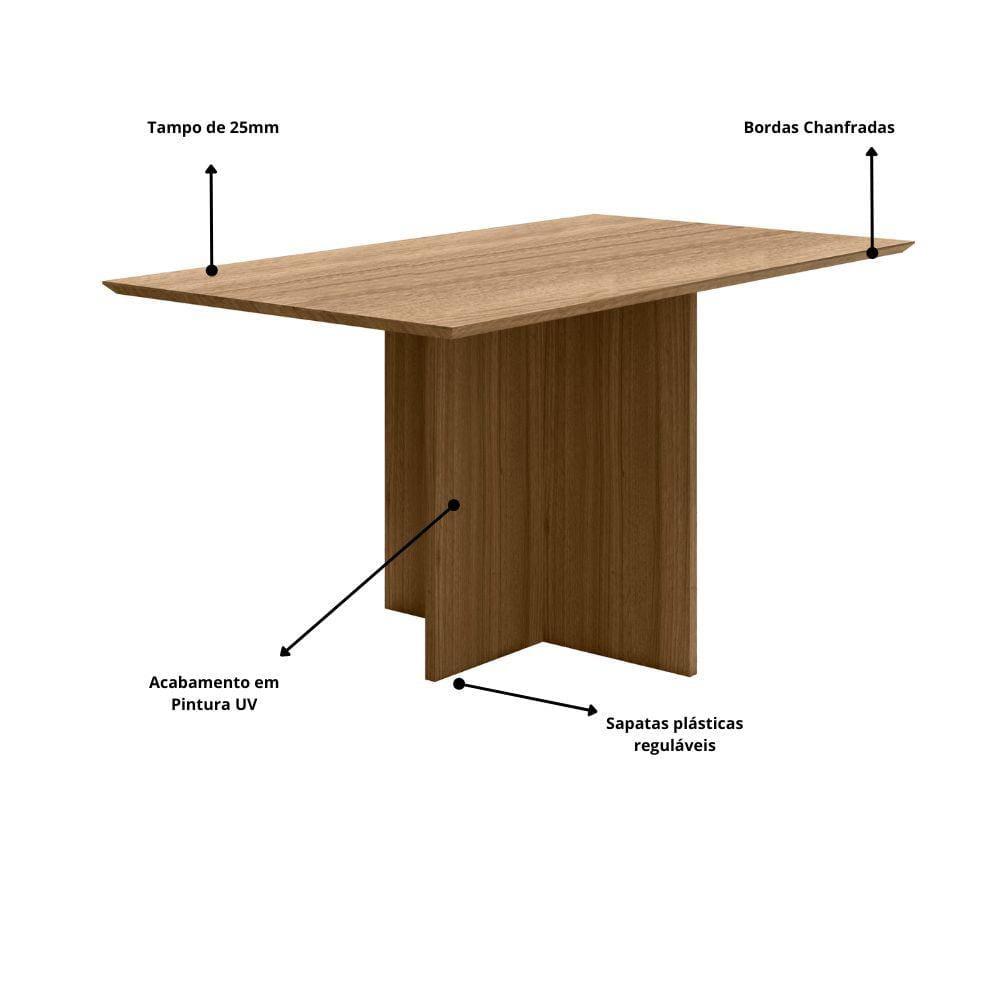 Mesa de Jantar Retangular Poliman Helo com 6 Cadeiras Revestidas em Suede - 160 cm de Largura - 7