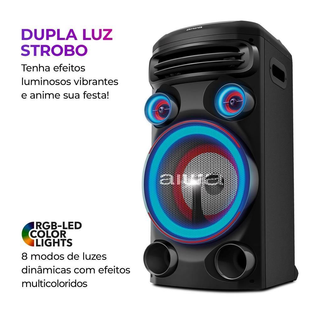 Torre de Som Aiwa T1W-02 com Bluetooth, Iluminação RGB e Entrada USB - 1600W RMS - Bivolt - 4