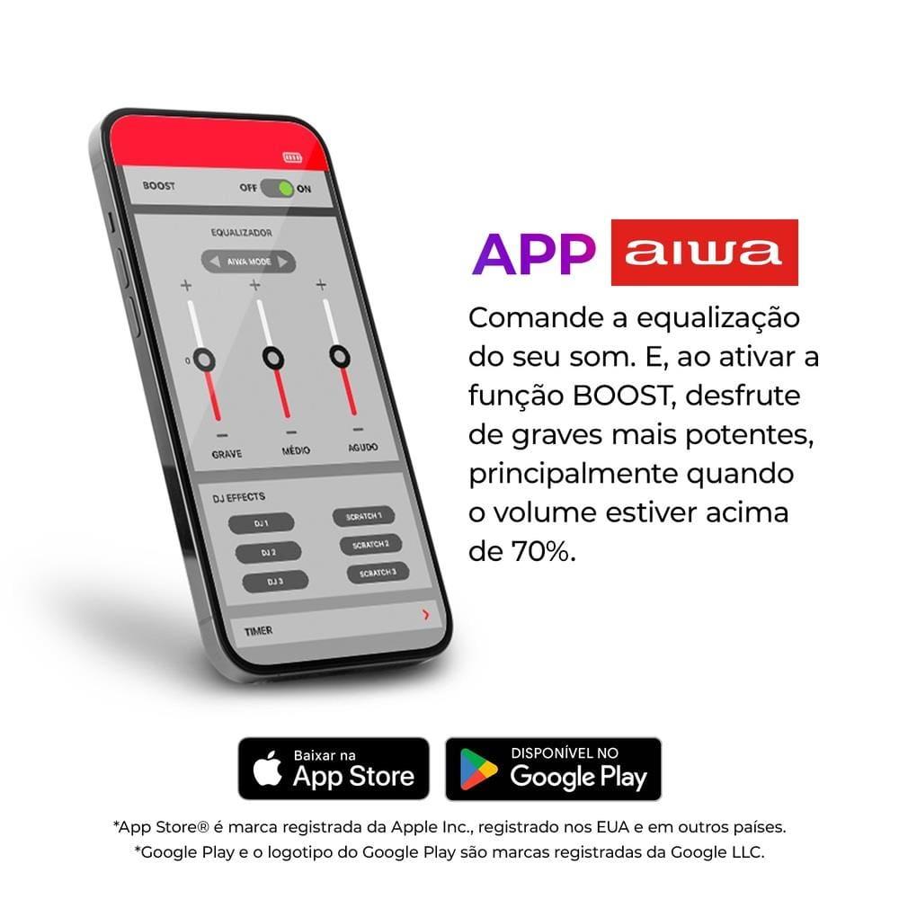 Torre de Som AIWA T2W-02 2300W Woofers 10" Bluetooth RGB Bivolt - 5