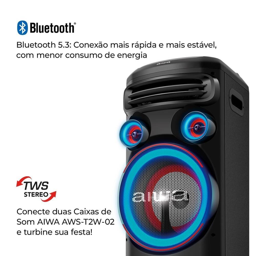 Torre de Som AIWA T2W-02 2300W Woofers 10" Bluetooth RGB Bivolt - 8