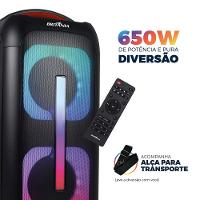 Caixa de Som Britânia BCX6801 com Bluetooth, Iluminação LED, Alça de transporte, Controle Remoto e até 12h de bateria - 650W - 7
