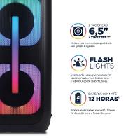 Caixa de Som Britânia BCX6801 com Bluetooth, Iluminação LED, Alça de transporte, Controle Remoto e até 12h de bateria - 650W - 9