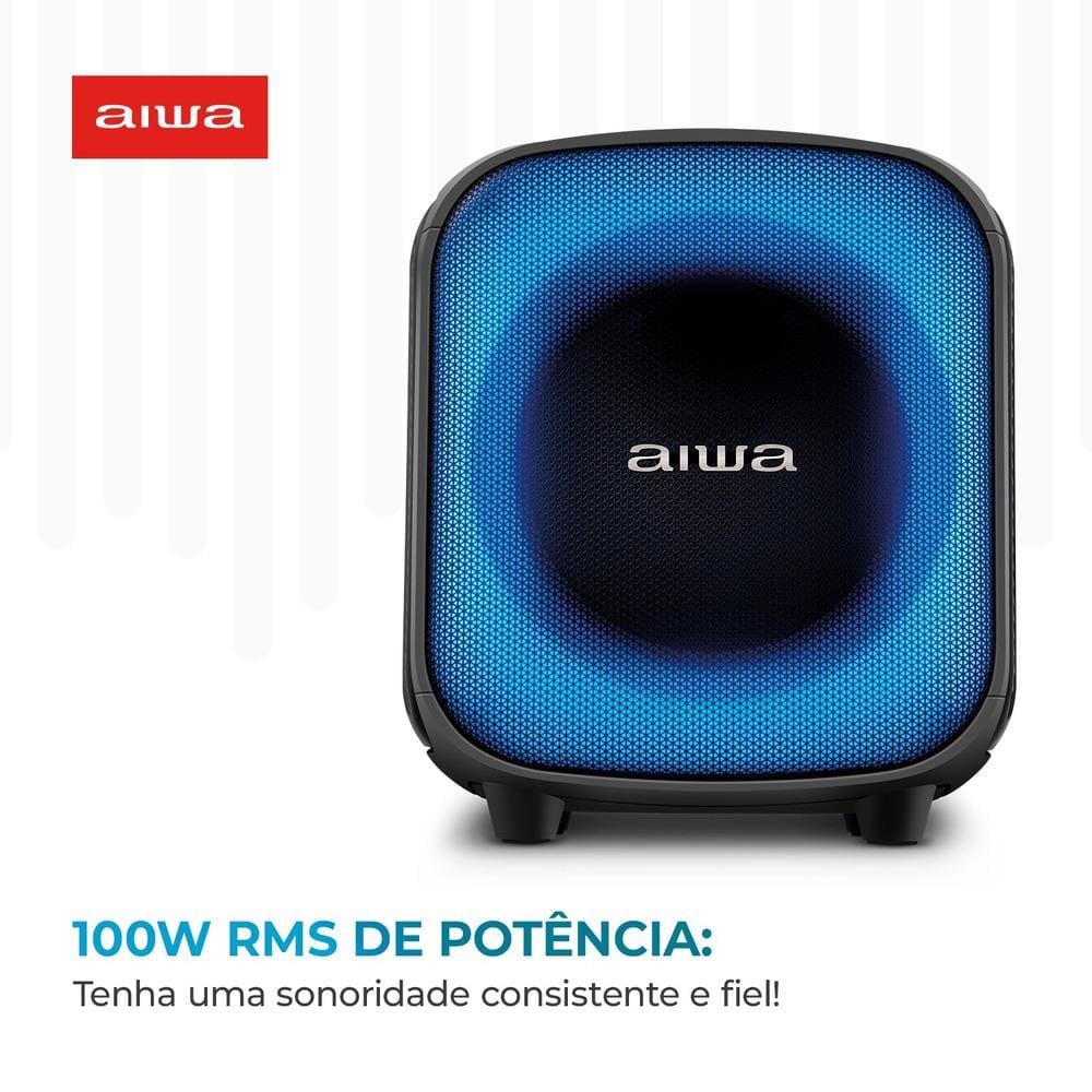 Caixa de Som Partybox Aiwa PB-07 com Bluetooth, Iluminação RGB, Entrada USB, Entrada para Cabo Auxiliar e Entrada para Micro SD - 100W RMS - Bivolt - 2