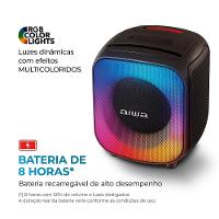 Caixa de Som Partybox Aiwa PB-07 com Bluetooth, Iluminação RGB, Entrada USB, Entrada para Cabo Auxiliar e Entrada para Micro SD - 100W RMS - Bivolt - 6