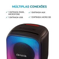 Caixa de Som Partybox Aiwa PB-07 com Bluetooth, Iluminação RGB, Entrada USB, Entrada para Cabo Auxiliar e Entrada para Micro SD - 100W RMS - Bivolt - 7