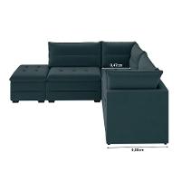 Sofá Modular de Canto 4 Lugares Luizzi Quebec com Pufe e Revestimento em Suede – 408cm de Largura - 7