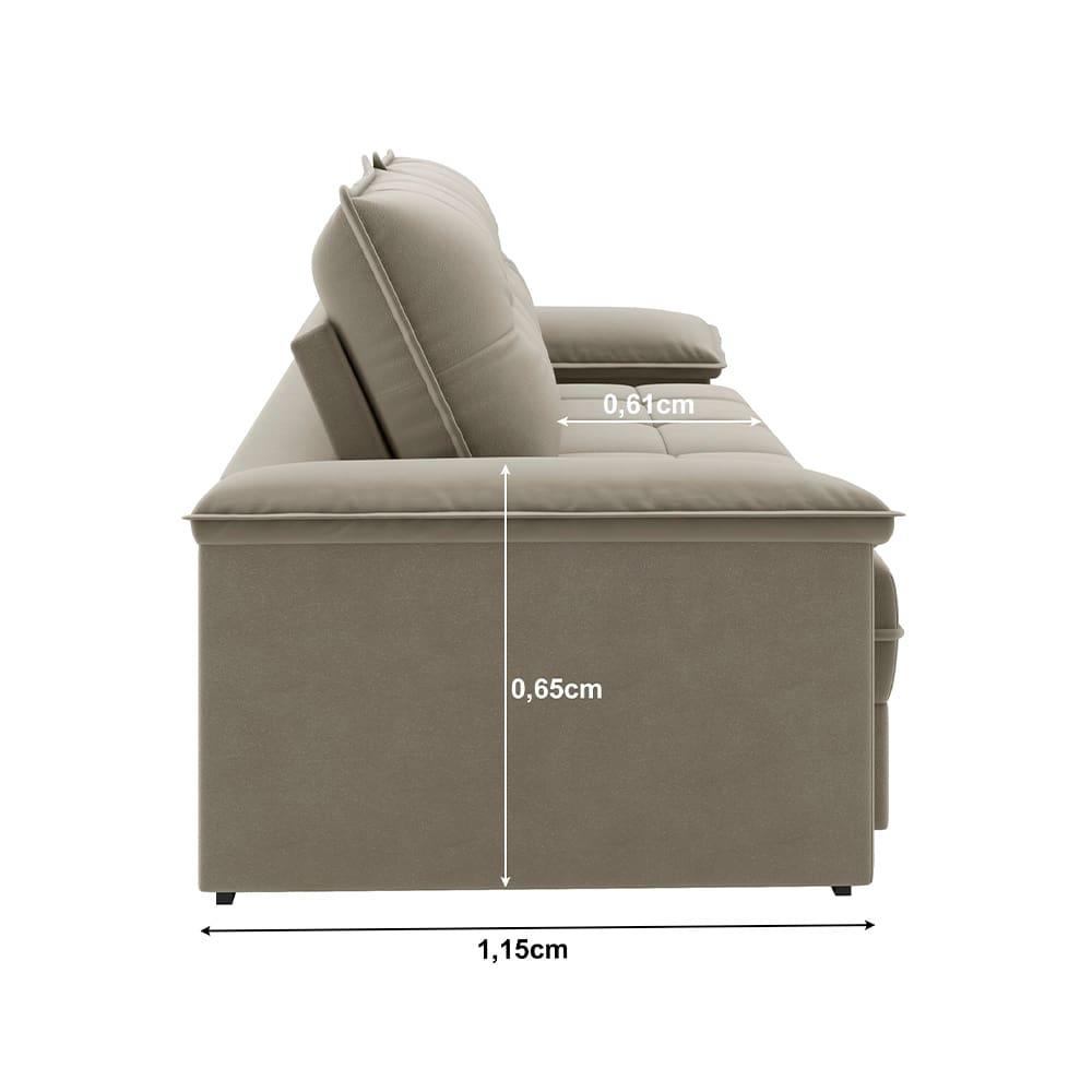 Sofá Retrátil e Reclinável 4 Lugares 2,60m Revestimento Suede com Molas Ensacadas Luizzi California Soft - 6