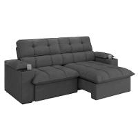 Sofá 3 Lugares Luizzi Liverpool Slim com Assento Retrátil e Reclinável, Revestido em Suede - 210cm de Largura - 2