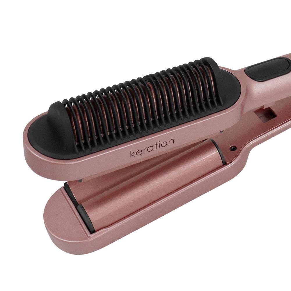 Prancha Modeladora GA.MA Italy 2 em 1 Waver & Brush Keration 220°C com Cabo Giratório Rose/Preto - Bivolt - 4