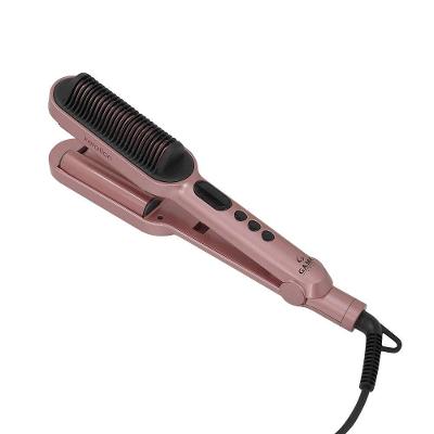 Prancha Modeladora GA.MA Italy 2 em 1 Waver & Brush Keration 220°C com Cabo Giratório Rose/Preto - Bivolt