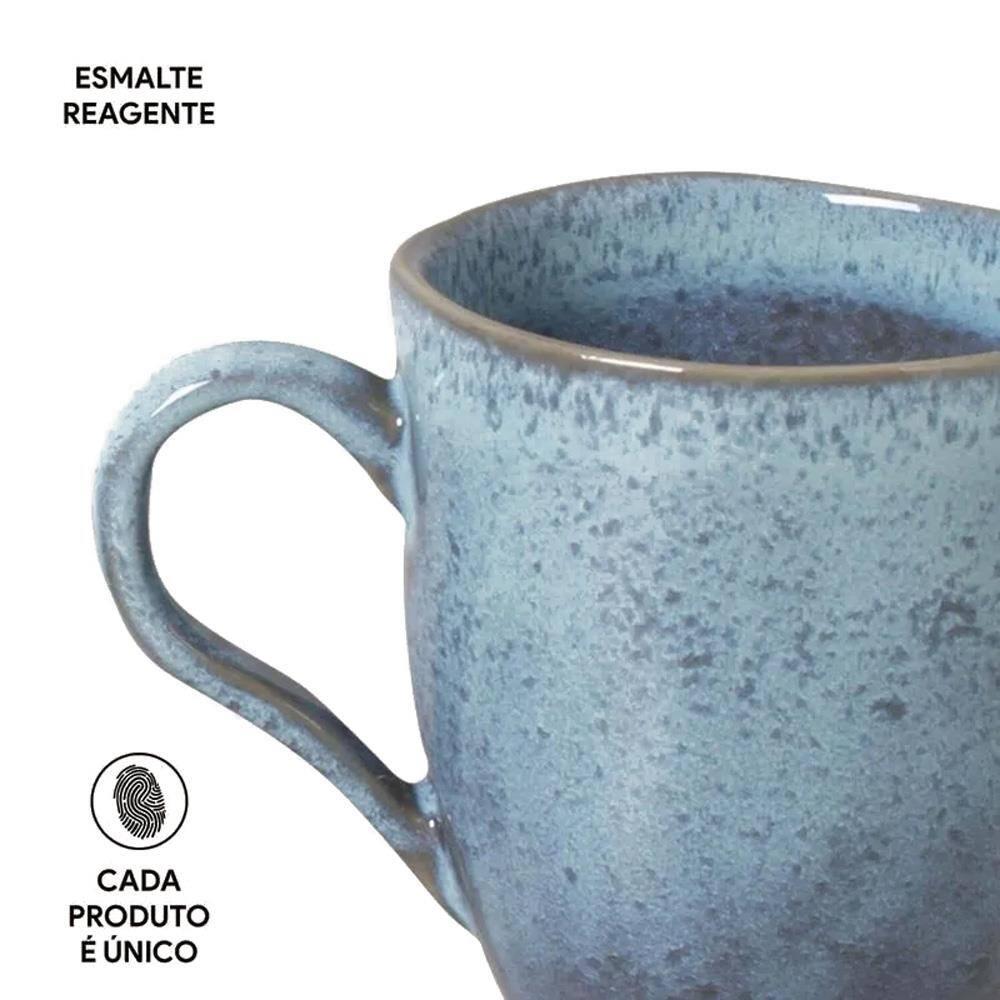 Conjunto de Canecas Porto Brasil Orgânico Breeze em Stoneware Azul 273ml - 4 Peças - 2