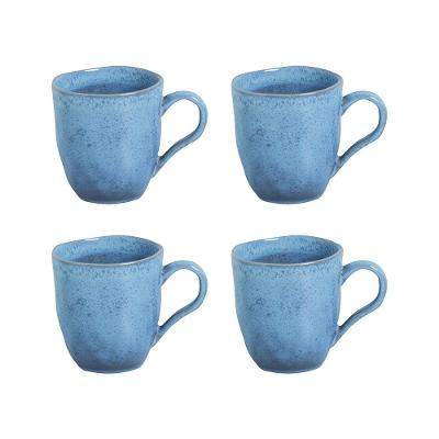 Conjunto de Canecas Porto Brasil Orgânico Breeze em Stoneware Azul 273ml - 4 Peças