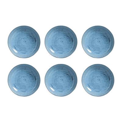 Conjunto com 6 Pratos Fundos Porto Brasil Linhas Breeze em Stoneware 22,5cm – Azul