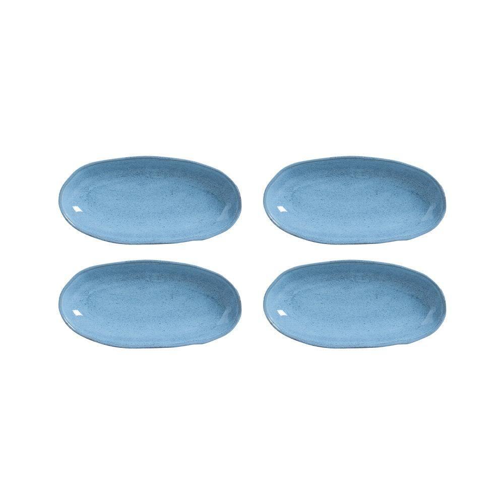 Conjunto de Travessas Oval Funda G Porto Brasil Orgânico Breeze 32x16cm - 4 Peças - 1