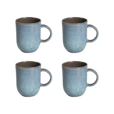 Conjunto de Xícaras Grandes Porto Brasil Coup Breeze em Cerâmica Stoneware Azul 330ml - 4 Peças