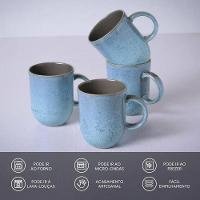 Conjunto de Xícaras Grandes Porto Brasil Coup Breeze em Cerâmica Stoneware Azul 330ml - 4 Peças - 3