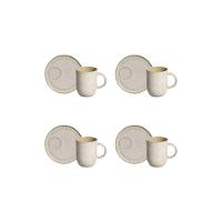 Conjunto de Canecas e Pires Porto Brasil Coup Stoneware Latte Off White 330ml - 4 Peças - 1