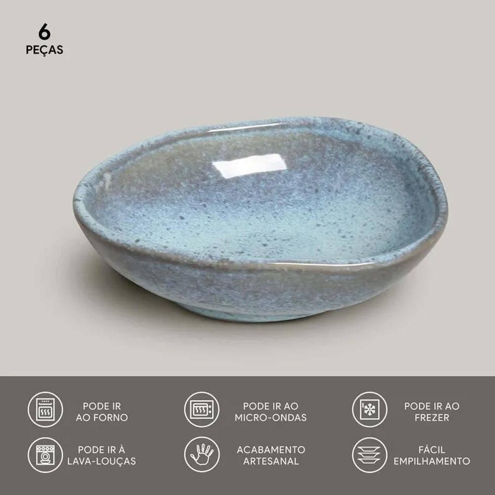Conjunto de Cumbucas Ovais Porto Brasil Orgânico Brezze Azul 265ml - 6 Peças - 2