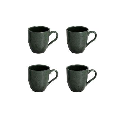 Conjunto com 4 Canecas Porto Brasil Orgânico Arauco em Cerâmica Stoneware Verde - 273ml