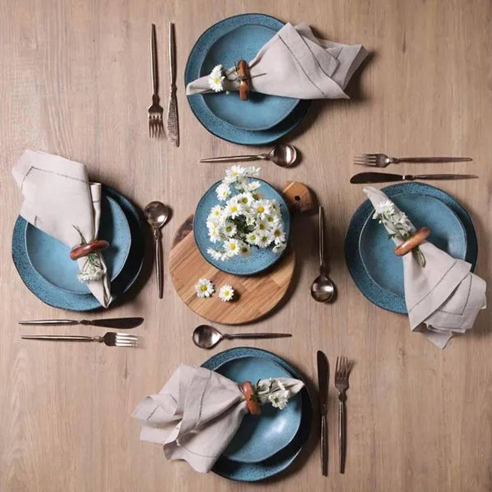 Aparelho de Jantar 30 Peças Porto Brasil Cerâmica Stoneware Orgânico Petroleum – Preto - 3