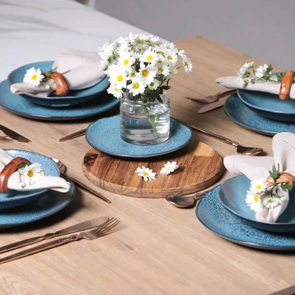 Aparelho de Jantar 30 Peças Porto Brasil Cerâmica Stoneware Orgânico Petroleum – Preto - 4