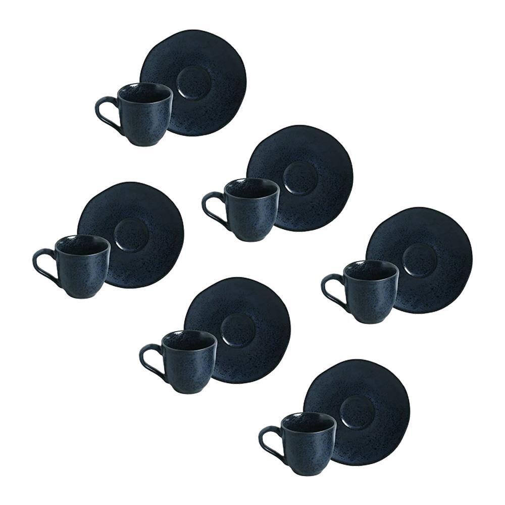Conjunto de Xícaras de Café com Pires Porto Brasil Orgânico Night Blue 120ml - 6 Peças - 1