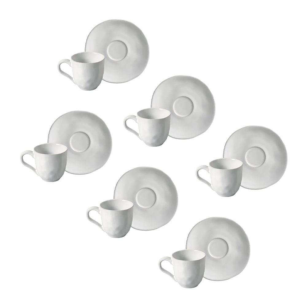 Conjunto de Xícaras de Café com Pires Porto Brasil Orgânico New White 120ml - 6 Peças - 1
