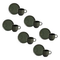 Conjunto de Xícaras de Chá com Pires Porto Brasil Linhas Greenery 230ml - 6 Peças - 1