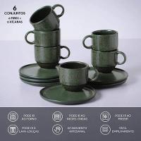 Conjunto de Xícaras de Chá com Pires Porto Brasil Linhas Greenery 230ml - 6 Peças - 3